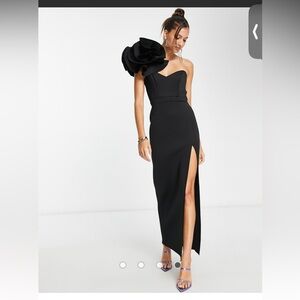 ASOS DESIGN one shoulder corsage sweetheart neckline high split maxi dress sz 6